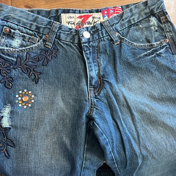 7 For All Mankind/The Great China Wall Vintage embellished embroidered jeans 30 - Picture 7 of 15